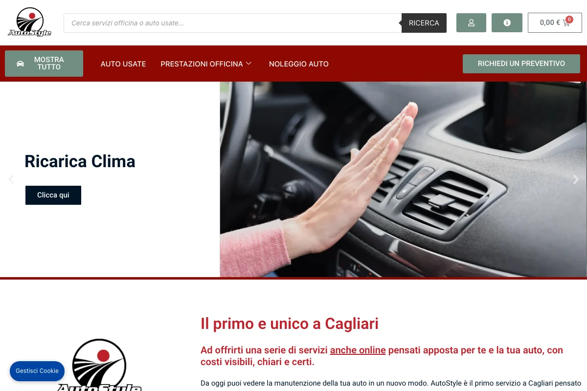 Sito di Autostyle, auto usate garantite e officina a Cagliari, realizzato da Studio Up Web