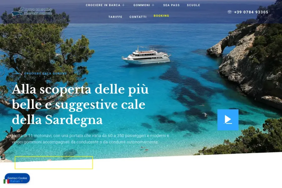 Il sito di Cala Gonone Crociere realizzato da Studio Up Web