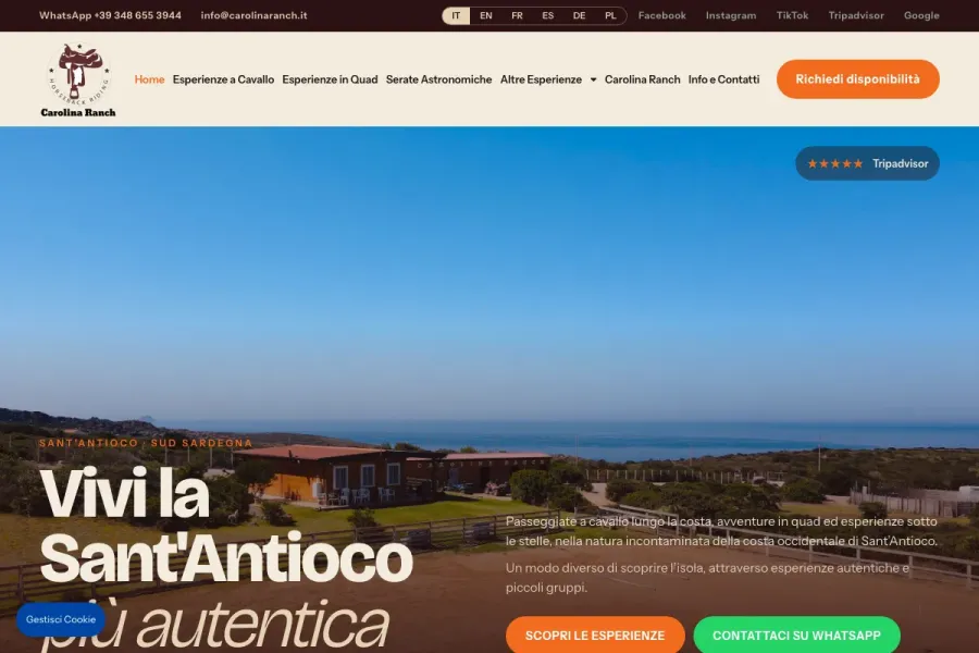 Il sito di Carolina Ranch realizzato da Studio Up Web