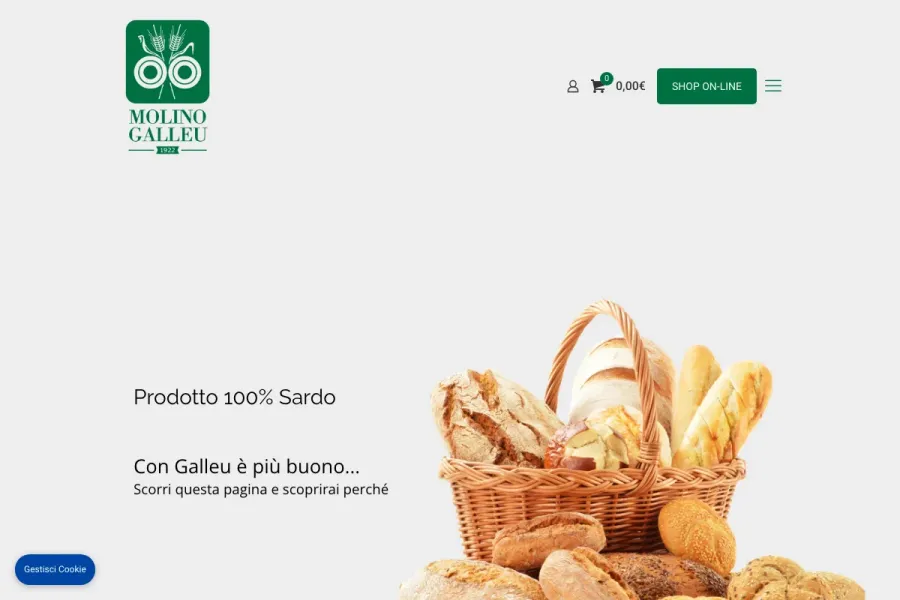 Il sito di Molino Galleu realizzato da Studio Up Web