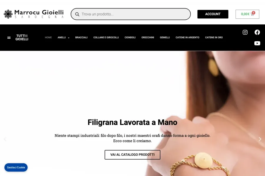 Il sito di Gioielli Marrocu realizzato da Studio Up Web