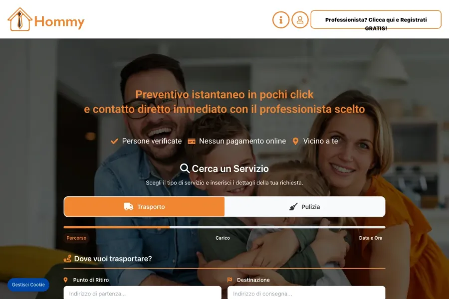 Il sito di Hommy realizzato da Studio Up Web