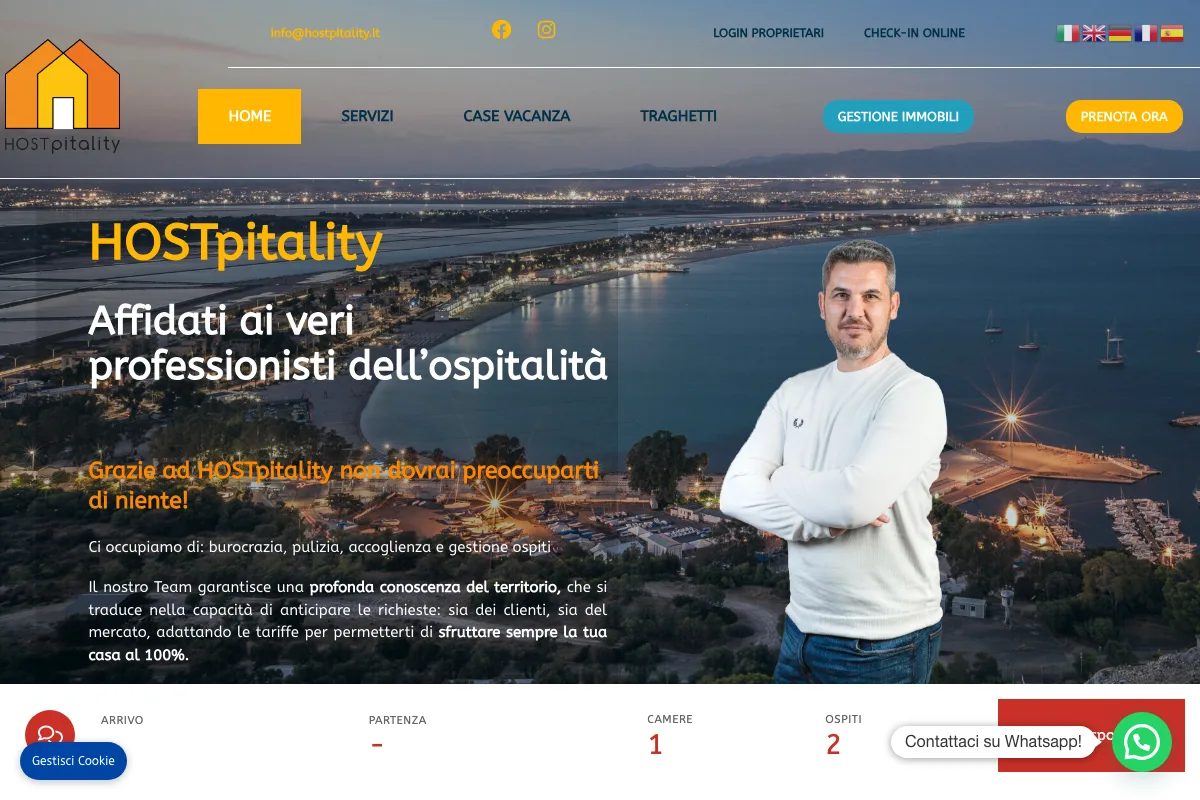 Sito di HOSTpitality, gestione case vacanza e affitti brevi in Sardegna, realizzato da Studio Up Web