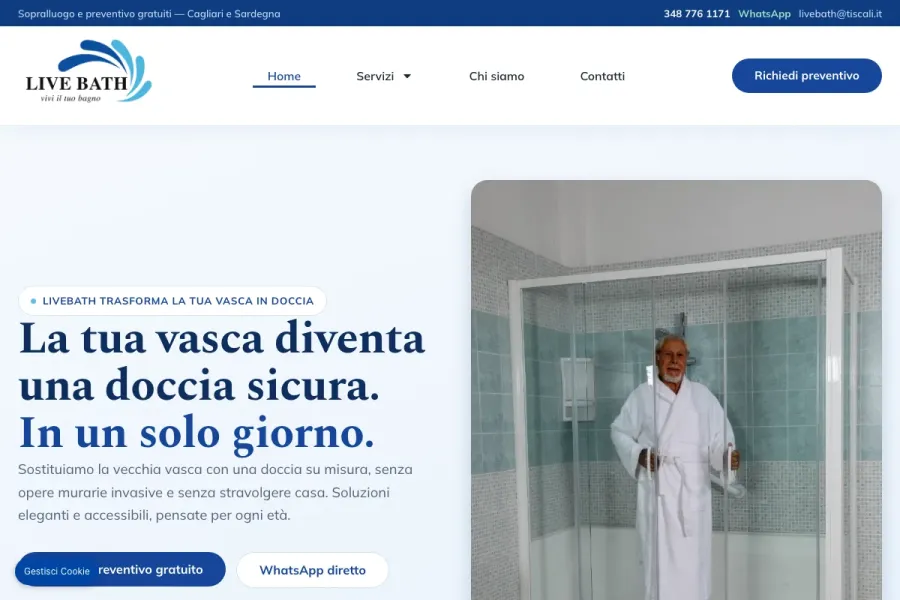 Il sito di Livebath realizzato da Studio Up Web