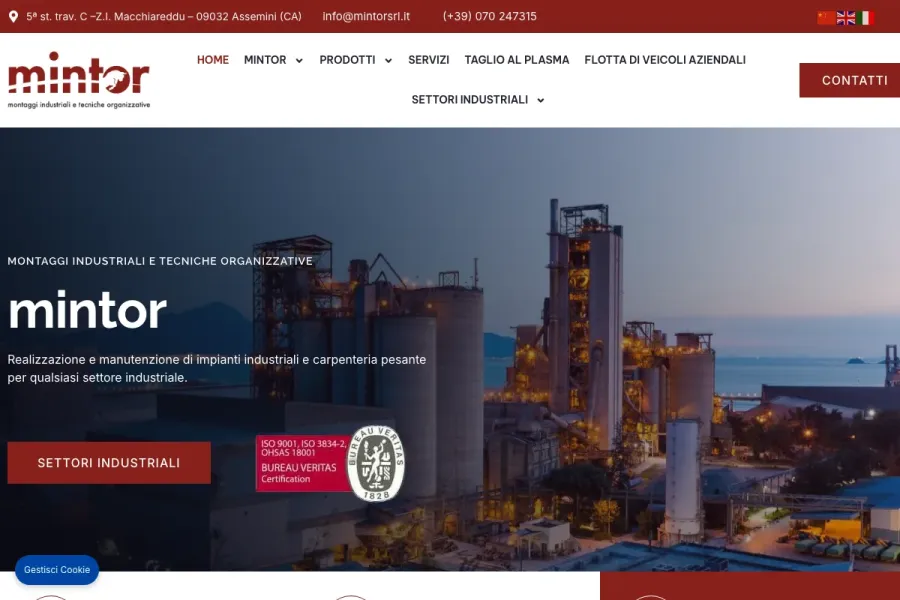 Il sito di Mintor realizzato da Studio Up Web