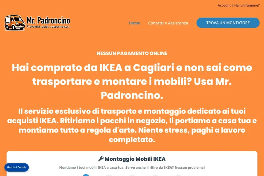 Il sito di Mr. Padroncino realizzato da Studio Up Web