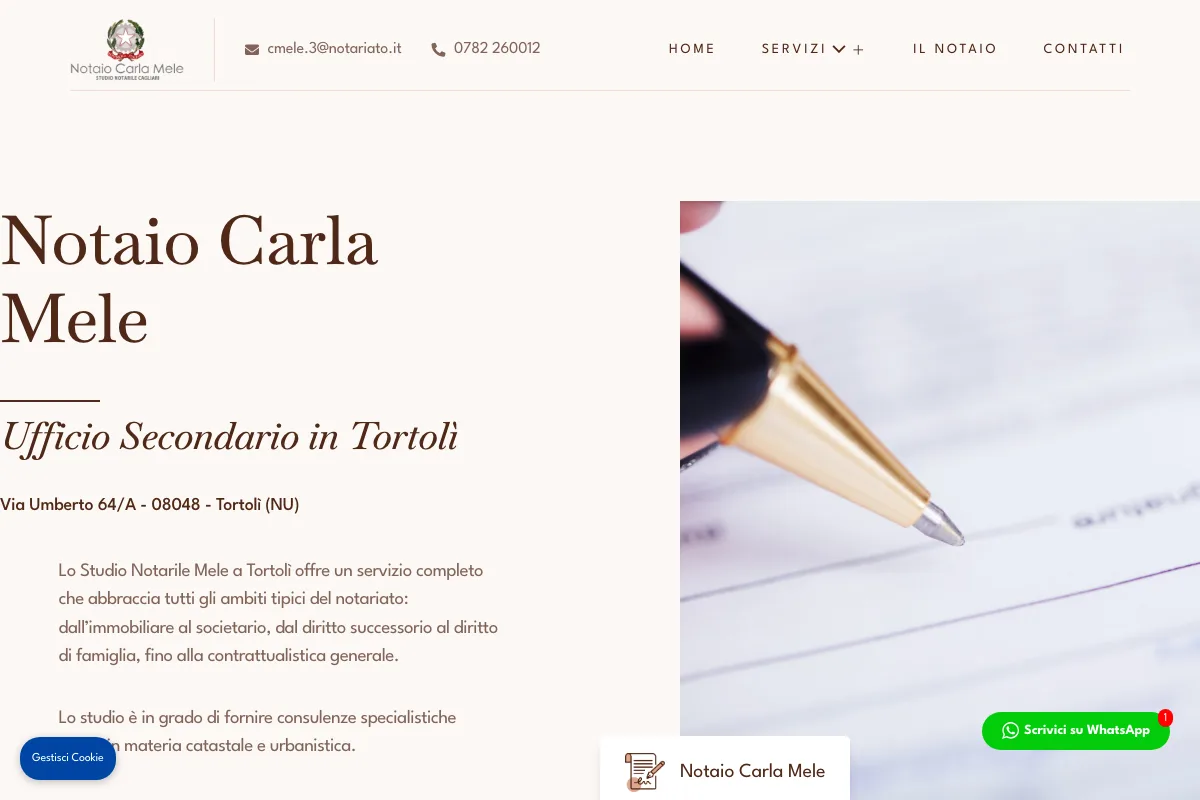 Sito dello studio notarile Carla Mele a Tortolì realizzato da Studio Up Web