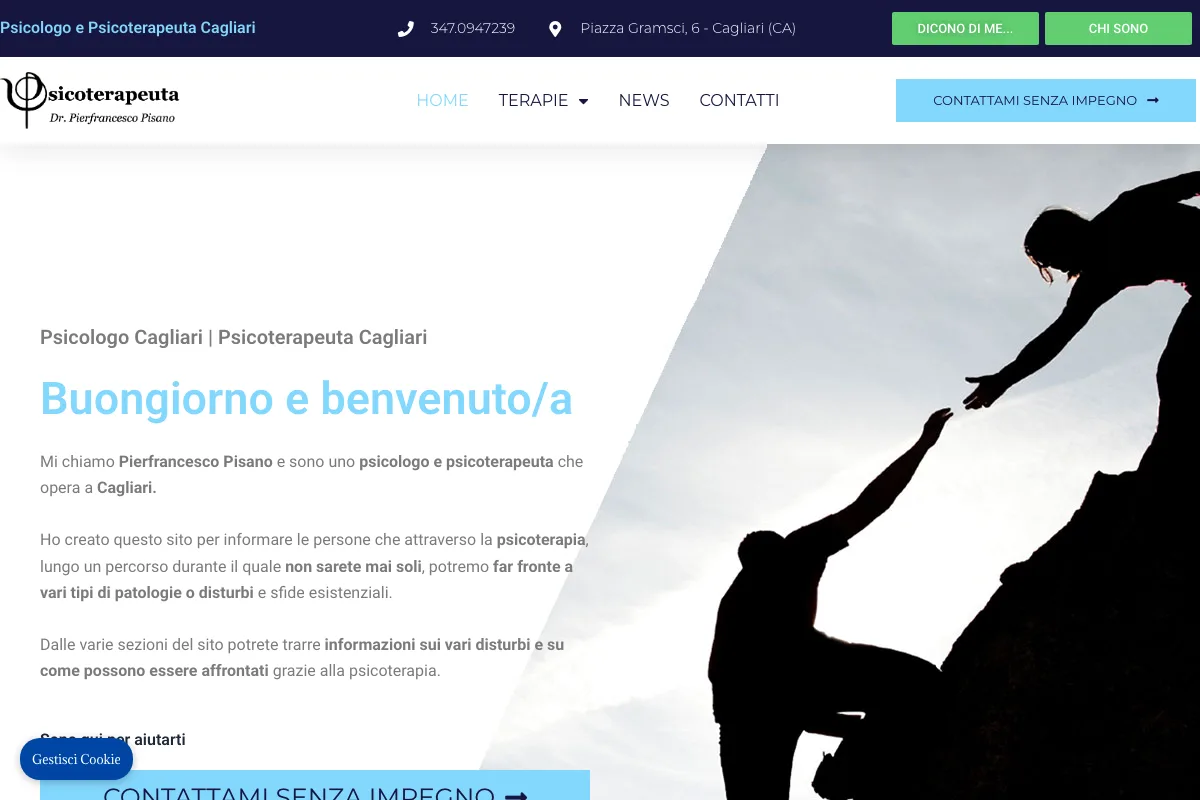 Sito del dott. Pierfrancesco Pisano, psicologo e psicoterapeuta a Cagliari, realizzato da Studio Up Web