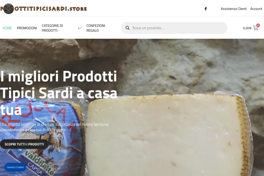 Il sito di Prodotti Tipici Sardi realizzato da Studio Up Web