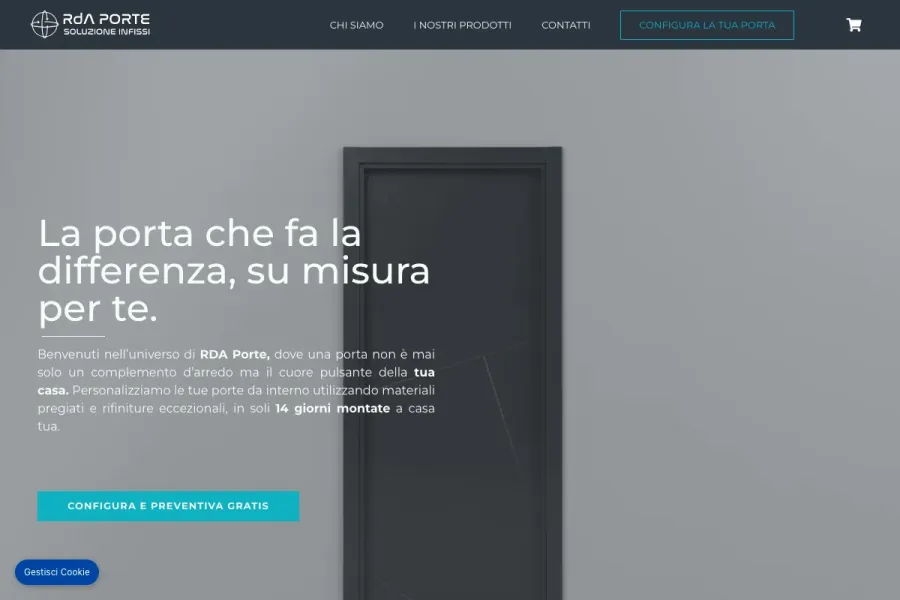 Il sito di RDA Porte realizzato da Studio Up Web