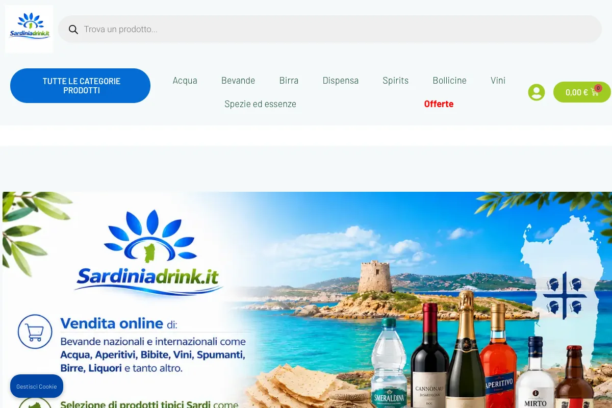 E-commerce Sardinia Drink, bevande sarde e tipiche online, realizzato da Studio Up Web