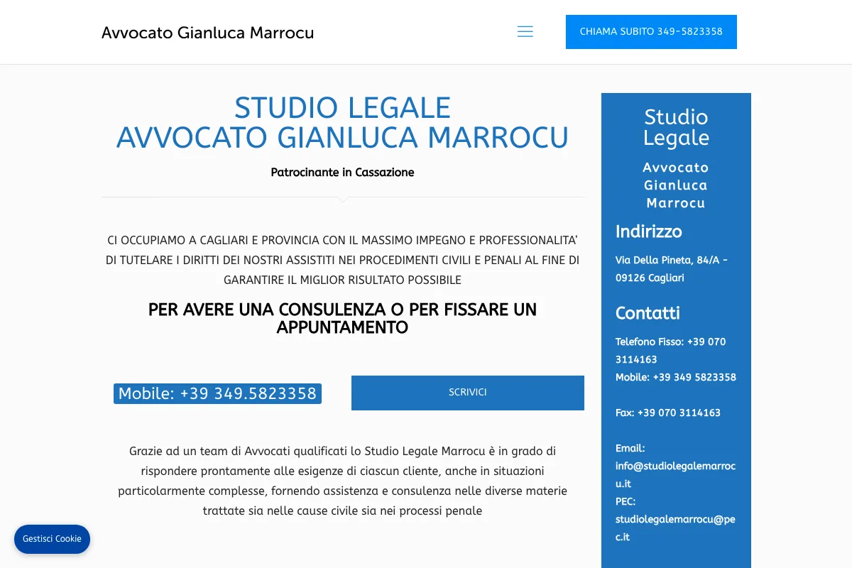 Sito dello studio legale dell'avvocato Gianluca Marrocu a Cagliari realizzato da Studio Up Web
